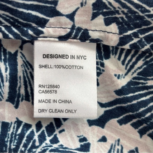 Intermix High Neck Ruffle Blouse Sz 2 Puff Sleeve Blue Tan - Picture 8 of 9